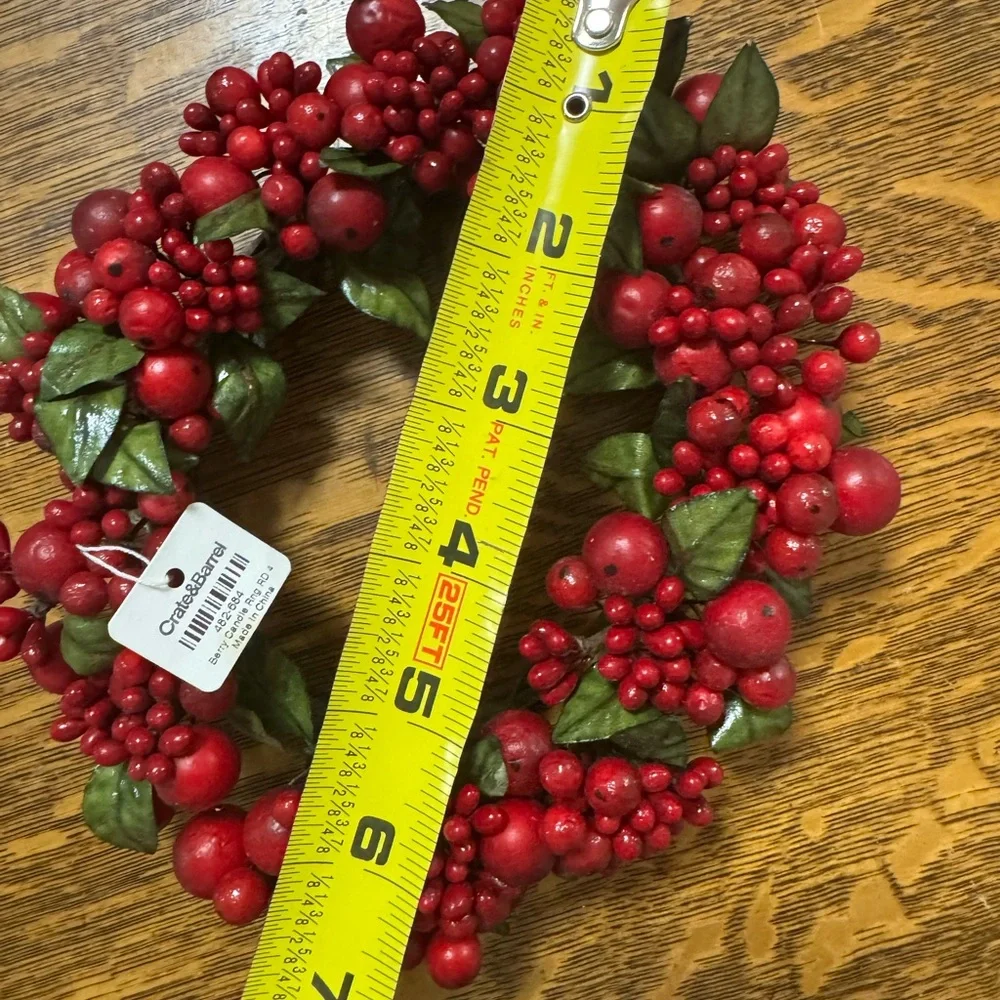 Crate&Barrel 8” Red Berry Holiday Wreath